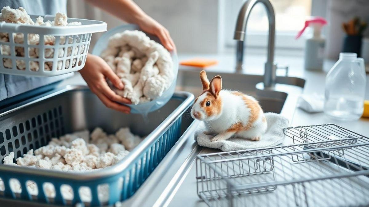 How I clean my rabbit's cage and sterilize bedding every week
